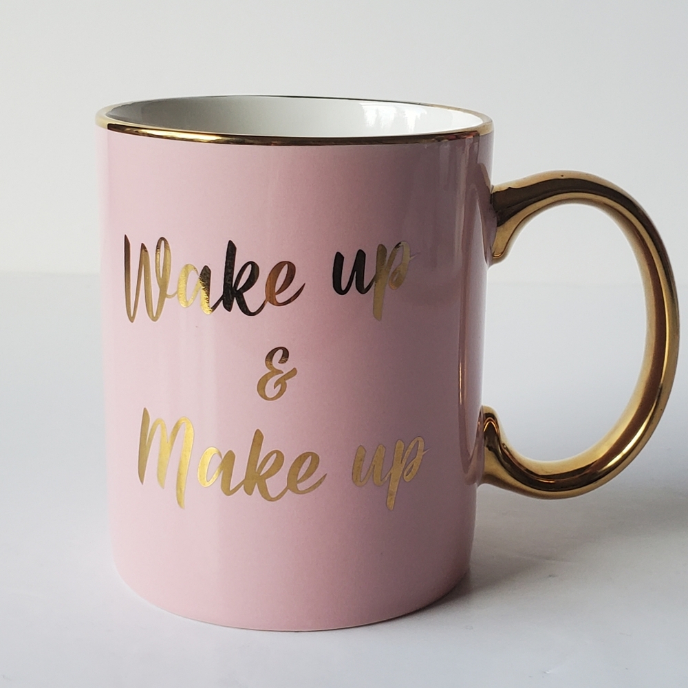 Mary Kay Wake Up & Make Up Mug 350 ml 12 oz Pink and Gold